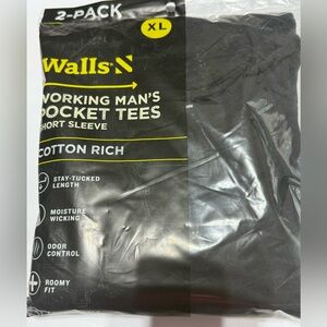 Walls 2 pack black XL working man’s pocket tees short sleeve new in packaging